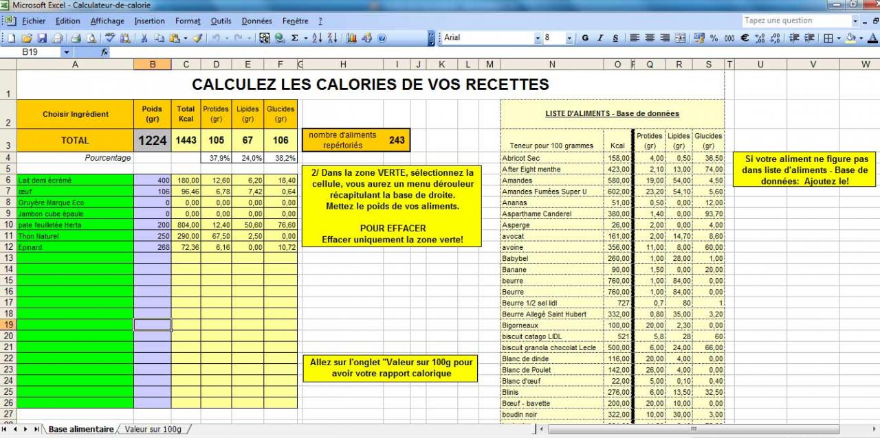 calculer calories